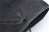 Authentic FENDI Zucchino Tote Bag Purse Canvas Leather Black J3609