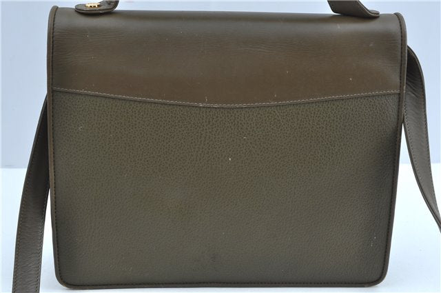 Authentic GUCCI 2Way Shoulder Crossbody Hand Bag Purse Leather Khaki Green J3685