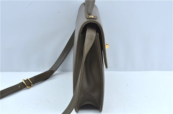 Authentic GUCCI 2Way Shoulder Crossbody Hand Bag Purse Leather Khaki Green J3685