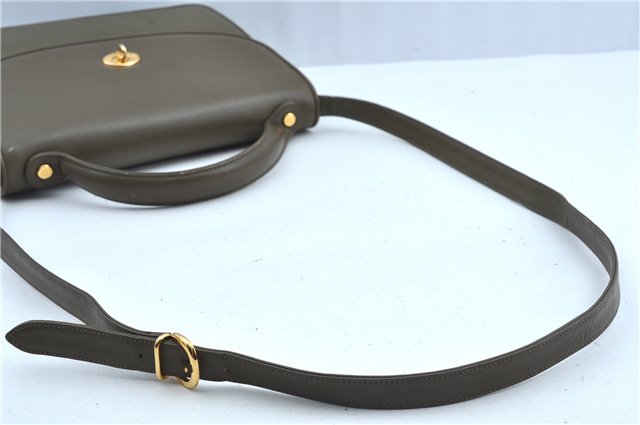 Authentic GUCCI 2Way Shoulder Crossbody Hand Bag Purse Leather Khaki Green J3685