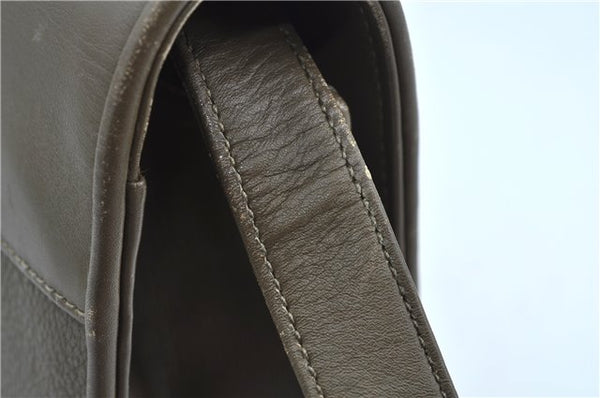 Authentic GUCCI 2Way Shoulder Crossbody Hand Bag Purse Leather Khaki Green J3685