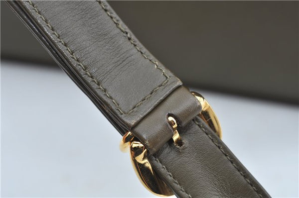 Authentic GUCCI 2Way Shoulder Crossbody Hand Bag Purse Leather Khaki Green J3685