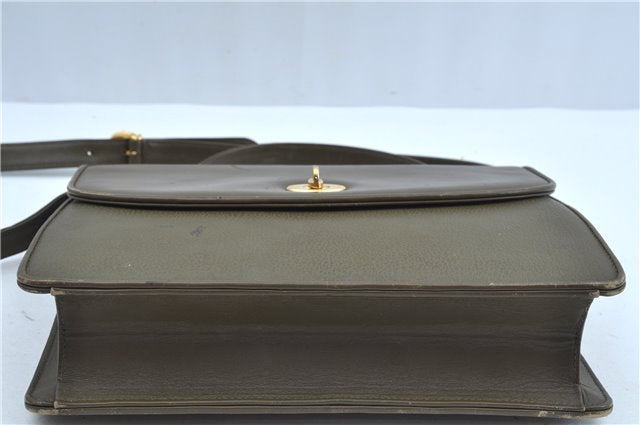 Authentic GUCCI 2Way Shoulder Crossbody Hand Bag Purse Leather Khaki Green J3685