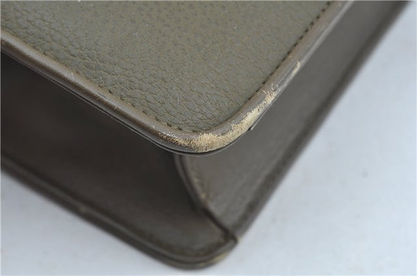 Authentic GUCCI 2Way Shoulder Crossbody Hand Bag Purse Leather Khaki Green J3685