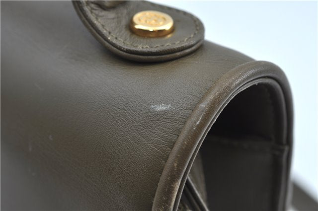 Authentic GUCCI 2Way Shoulder Crossbody Hand Bag Purse Leather Khaki Green J3685