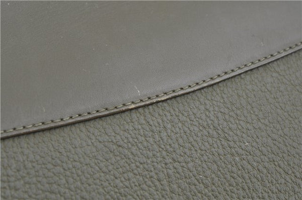 Authentic GUCCI 2Way Shoulder Crossbody Hand Bag Purse Leather Khaki Green J3685