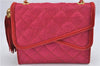 Authentic CHANEL Raffia Leather Shoulder Cross Bag Tassel Pink Red Box J3708