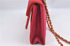 Authentic CHANEL Raffia Leather Shoulder Cross Bag Tassel Pink Red Box J3708