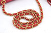 Authentic CHANEL Raffia Leather Shoulder Cross Bag Tassel Pink Red Box J3708