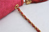 Authentic CHANEL Raffia Leather Shoulder Cross Bag Tassel Pink Red Box J3708