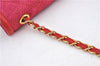 Authentic CHANEL Raffia Leather Shoulder Cross Bag Tassel Pink Red Box J3708