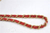 Authentic CHANEL Raffia Leather Shoulder Cross Bag Tassel Pink Red Box J3708