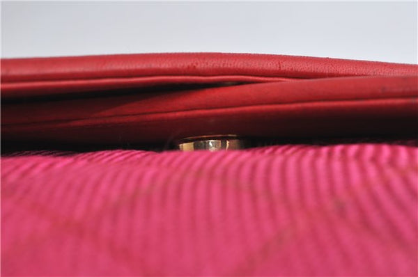 Authentic CHANEL Raffia Leather Shoulder Cross Bag Tassel Pink Red Box J3708
