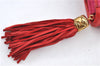 Authentic CHANEL Raffia Leather Shoulder Cross Bag Tassel Pink Red Box J3708
