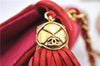 Authentic CHANEL Raffia Leather Shoulder Cross Bag Tassel Pink Red Box J3708