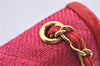 Authentic CHANEL Raffia Leather Shoulder Cross Bag Tassel Pink Red Box J3708