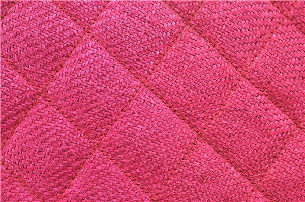 Authentic CHANEL Raffia Leather Shoulder Cross Bag Tassel Pink Red Box J3708