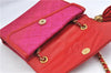 Authentic CHANEL Raffia Leather Shoulder Cross Bag Tassel Pink Red Box J3708