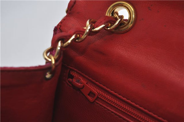 Authentic CHANEL Raffia Leather Shoulder Cross Bag Tassel Pink Red Box J3708