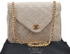 Authentic CHANEL Lamb Skin Matelasse Chain Shoulder Cross Bag Ivory CC J3712