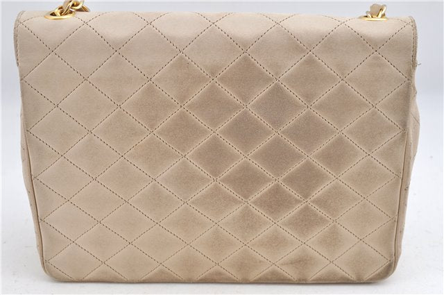 Authentic CHANEL Lamb Skin Matelasse Chain Shoulder Cross Bag Ivory CC J3712