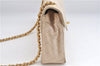 Authentic CHANEL Lamb Skin Matelasse Chain Shoulder Cross Bag Ivory CC J3712