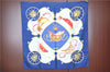 Authentic HERMES Carre 90 Scarf "SPRINGS" Silk Navy Blue J3732