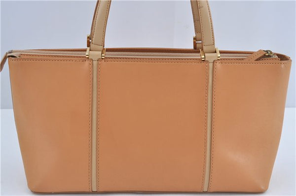 Authentic BURBERRY Vintage Leather Hand Bag Purse Beige Orange J3748