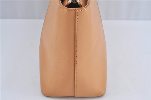 Authentic BURBERRY Vintage Leather Hand Bag Purse Beige Orange J3748