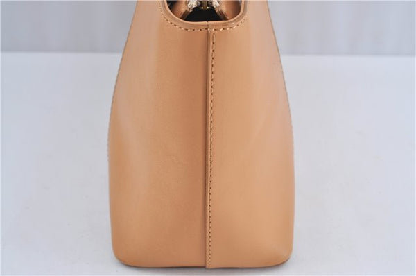 Authentic BURBERRY Vintage Leather Hand Bag Purse Beige Orange J3748