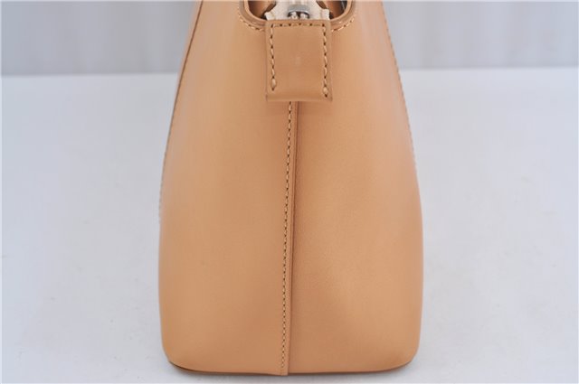 Authentic BURBERRY Vintage Leather Hand Bag Purse Beige Orange J3748