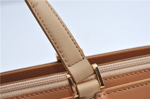 Authentic BURBERRY Vintage Leather Hand Bag Purse Beige Orange J3748