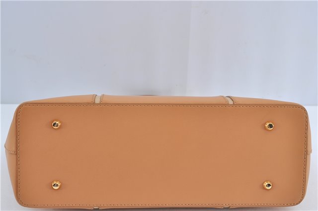 Authentic BURBERRY Vintage Leather Hand Bag Purse Beige Orange J3748