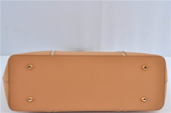 Authentic BURBERRY Vintage Leather Hand Bag Purse Beige Orange J3748