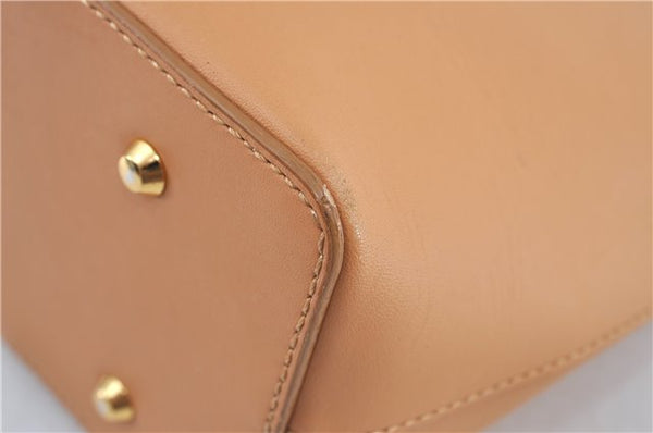Authentic BURBERRY Vintage Leather Hand Bag Purse Beige Orange J3748