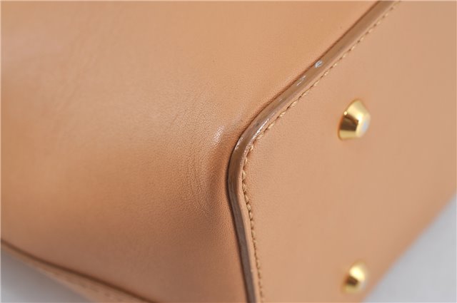 Authentic BURBERRY Vintage Leather Hand Bag Purse Beige Orange J3748