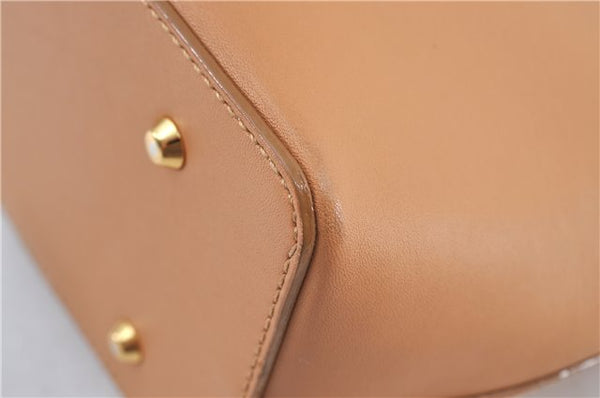 Authentic BURBERRY Vintage Leather Hand Bag Purse Beige Orange J3748