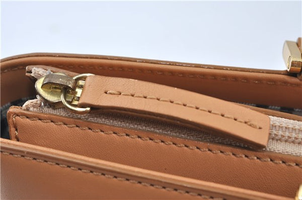 Authentic BURBERRY Vintage Leather Hand Bag Purse Beige Orange J3748