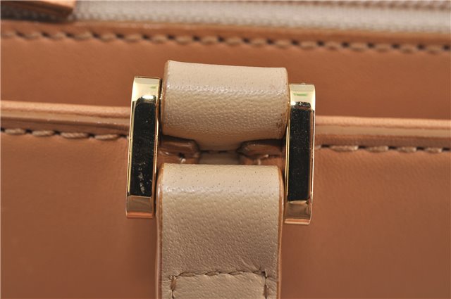 Authentic BURBERRY Vintage Leather Hand Bag Purse Beige Orange J3748