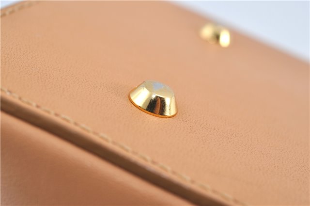 Authentic BURBERRY Vintage Leather Hand Bag Purse Beige Orange J3748