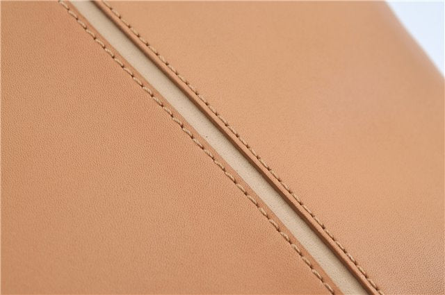 Authentic BURBERRY Vintage Leather Hand Bag Purse Beige Orange J3748