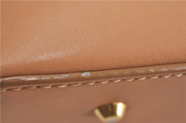 Authentic BURBERRY Vintage Leather Hand Bag Purse Beige Orange J3748