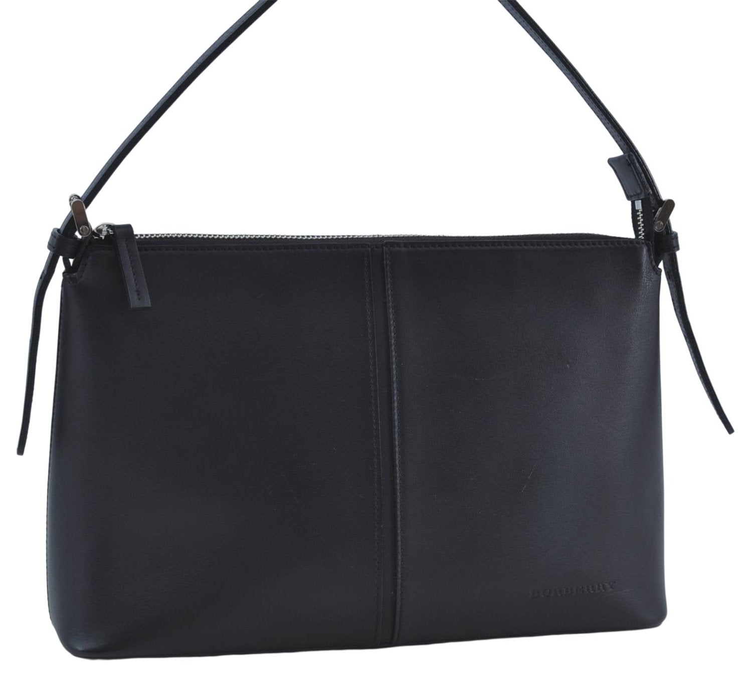 Authentic BURBERRY Vintage Leather Shoulder Hand Bag Purse Black J3770