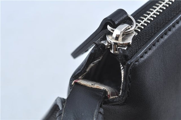 Authentic BURBERRY Vintage Leather Shoulder Hand Bag Purse Black J3770