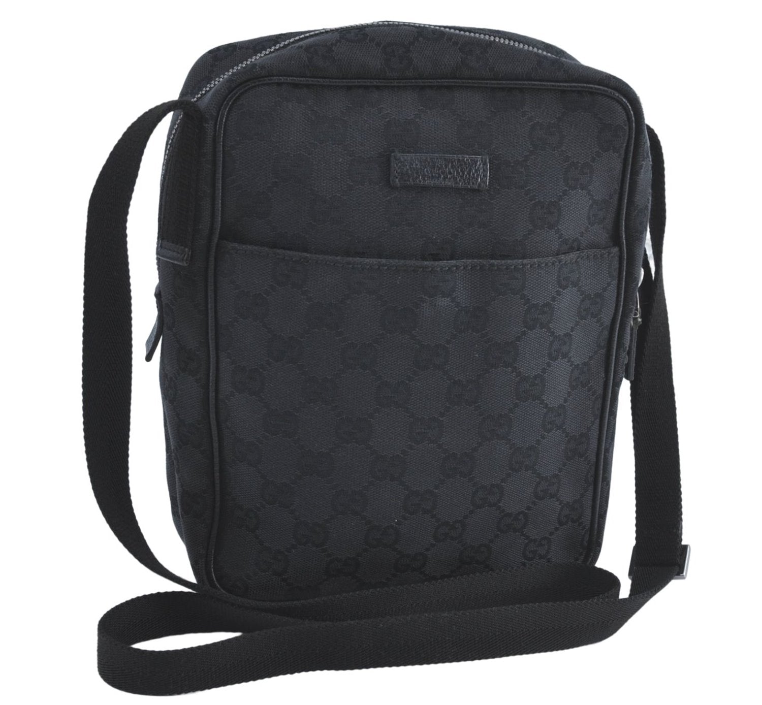 Authentic GUCCI Shoulder Cross Body Bag GG Canvas Leather 122759 Black J3836