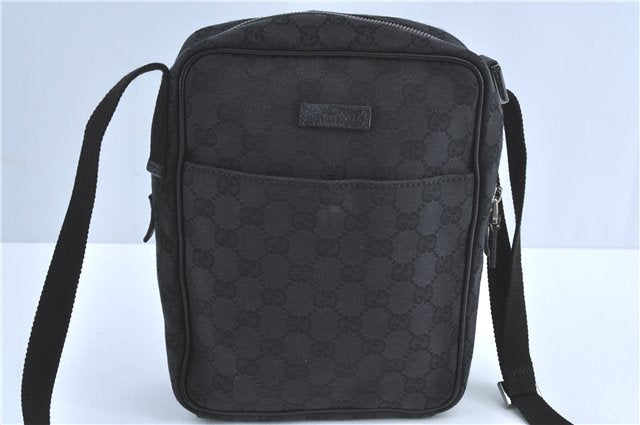 Authentic GUCCI Shoulder Cross Body Bag GG Canvas Leather 122759 Black J3836