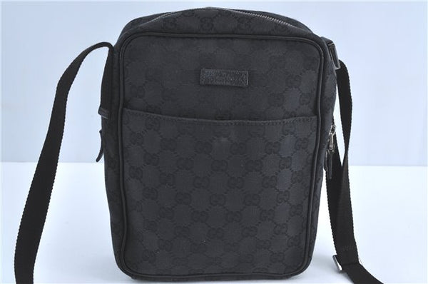 Authentic GUCCI Shoulder Cross Body Bag GG Canvas Leather 122759 Black J3836