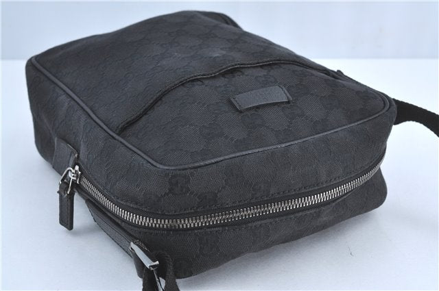 Authentic GUCCI Shoulder Cross Body Bag GG Canvas Leather 122759 Black J3836