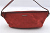 Authentic GUCCI Hand Bag Pouch Purse GG Canvas Leather 07198 Red J3842