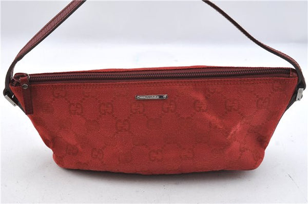 Authentic GUCCI Hand Bag Pouch Purse GG Canvas Leather 07198 Red J3842
